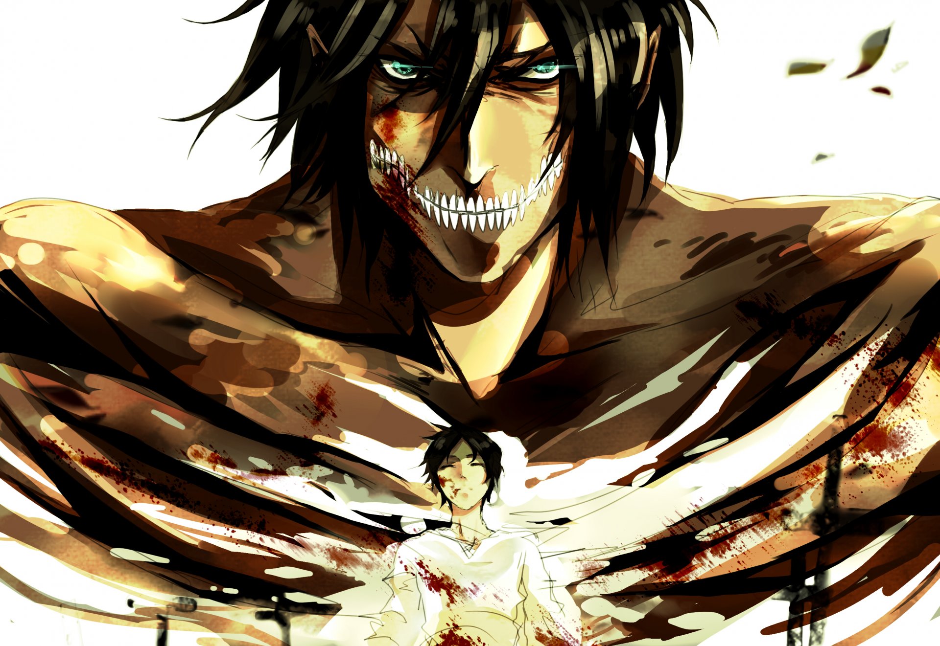 arte anime no shingeki no kyojin ataque de gigantes eren jaeger arte invasión de titanes eren jagger