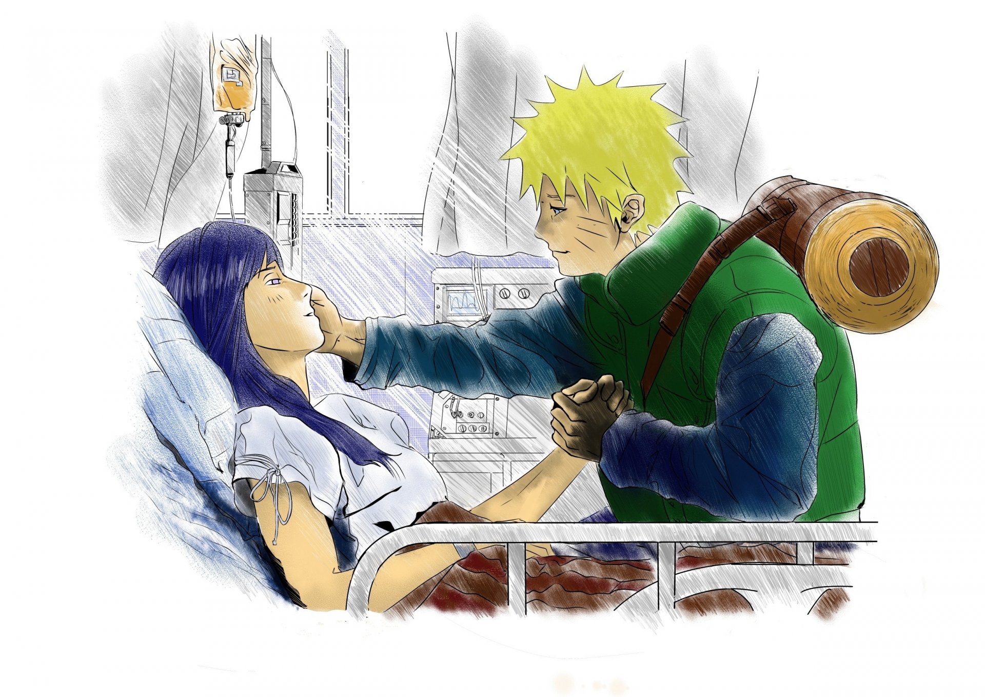 arte anime naruto hinata ospedale scroll amore cura