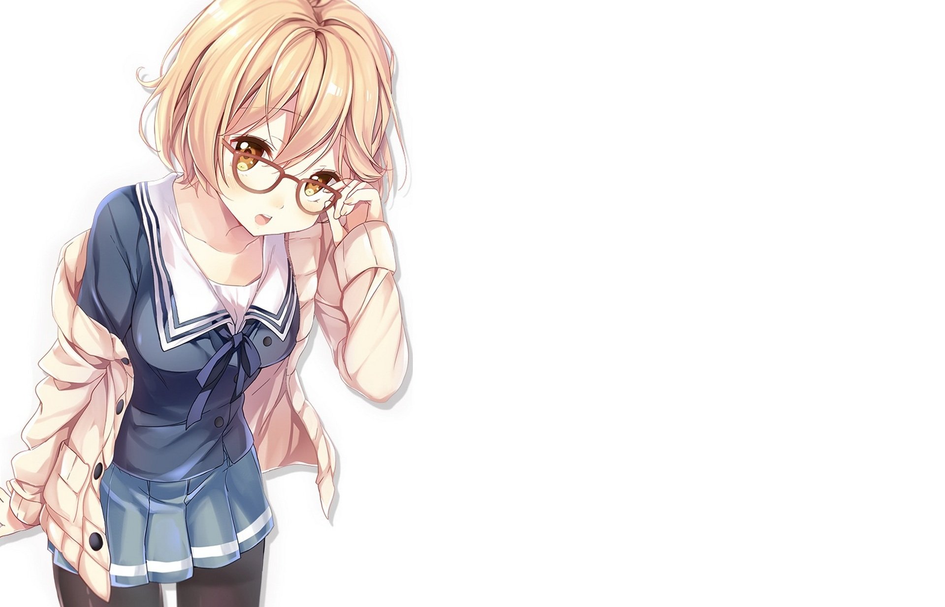 art chiyingzai anime au-delà kyoukai pas kanata kuriyama mirai fille lunettes écolière uniforme