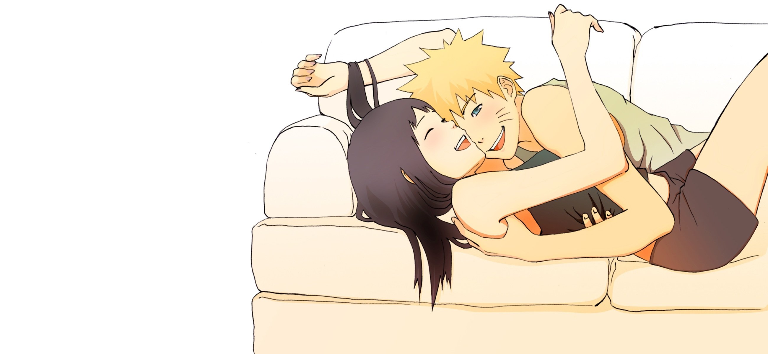 anime chica novio naruto sofá felicidad hinata risa amor pareja sentimientos