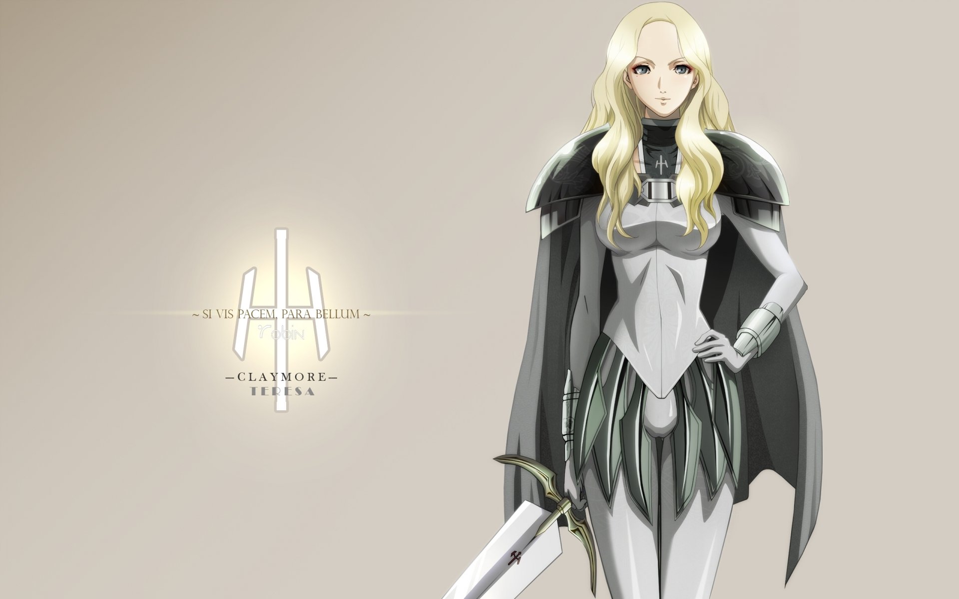 teresa claymore anime chica guerrero armadura arma espada rubia