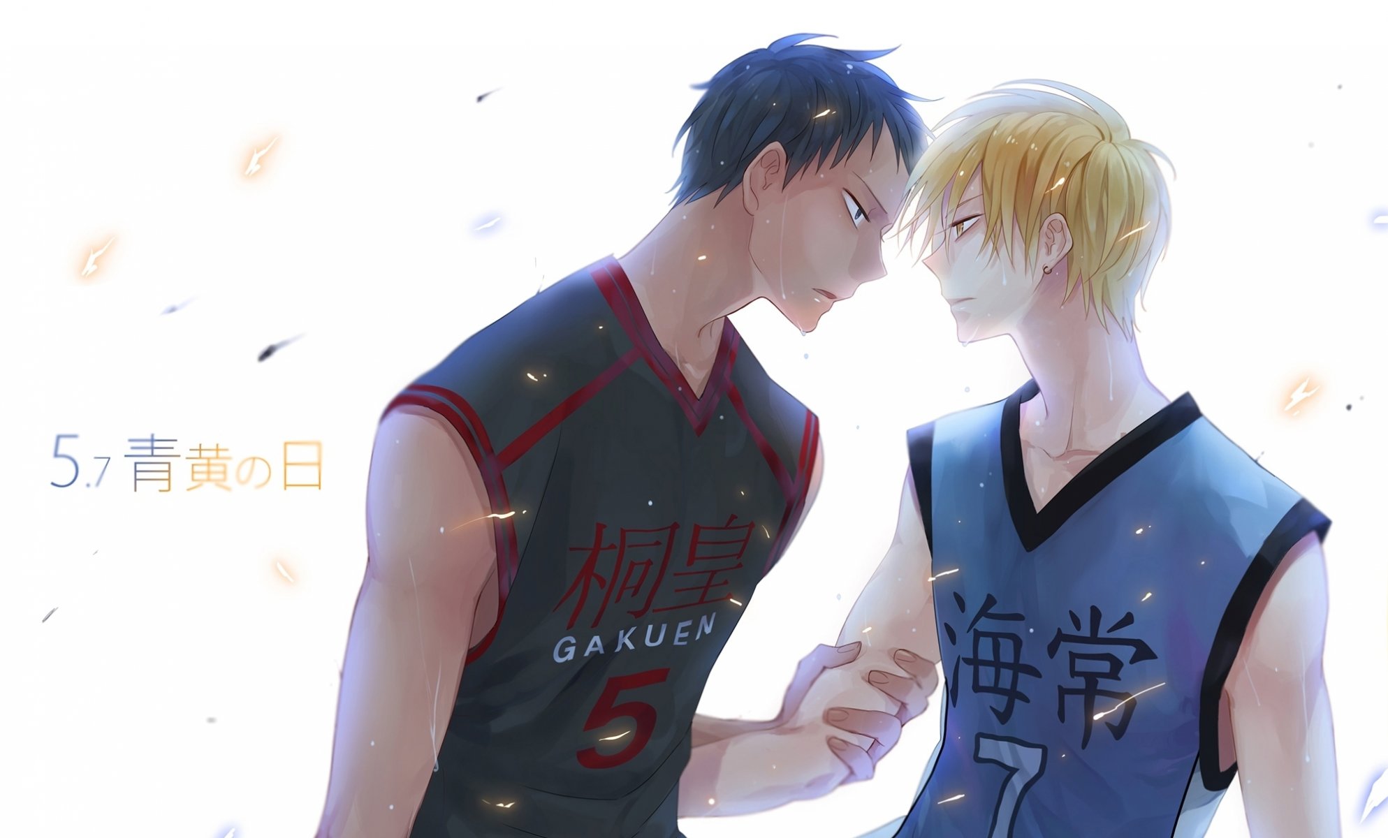 kuroko no basket basketball kuroko aomine daiki dikes aomine kise ryouta kisei rёta anime blonde earring sweat man