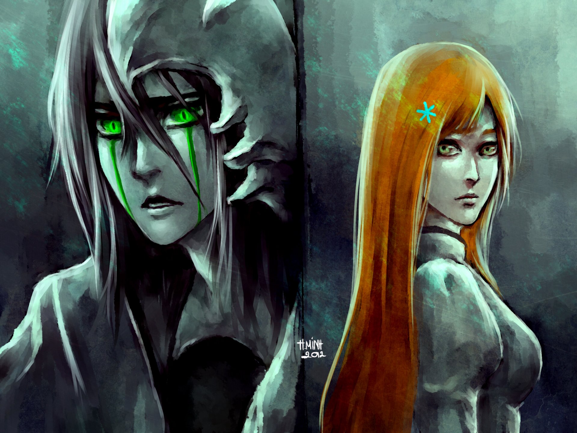 sztuka nanfe dziewczyna inoue orihime facet ulquiorra schiffer spojrzenie espada bleach bleach