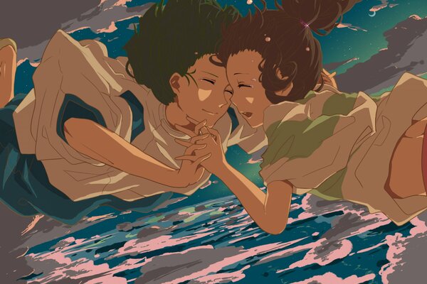 Ragazzo e ragazza caduta dal cielo Spirited Away