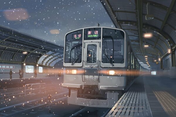 Train subway station snow Japan