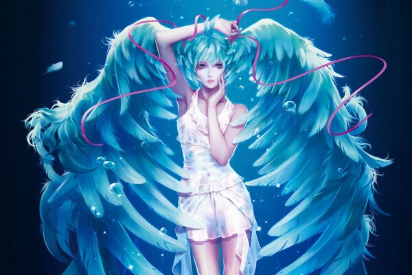 Anime ángel con alas azules