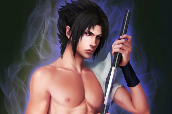 Anime-schwert-typ sasuke mit katana