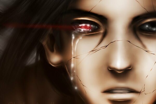 Anime Kerl mit Tränen im Gesicht