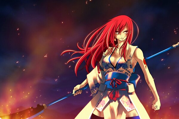 Fairy tale anime fire flame spear