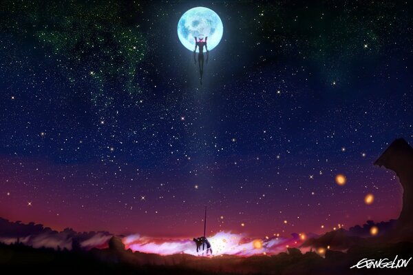 Kunst-Anime-Bild um Mitternacht