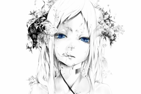 Drawing of a girl with blue eyes