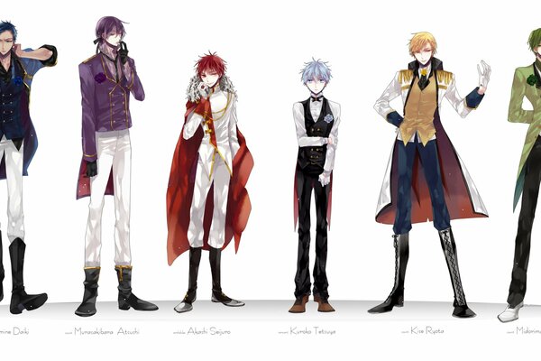 Art Kuroko jeunes hommes en costumes avec gilet et cravates