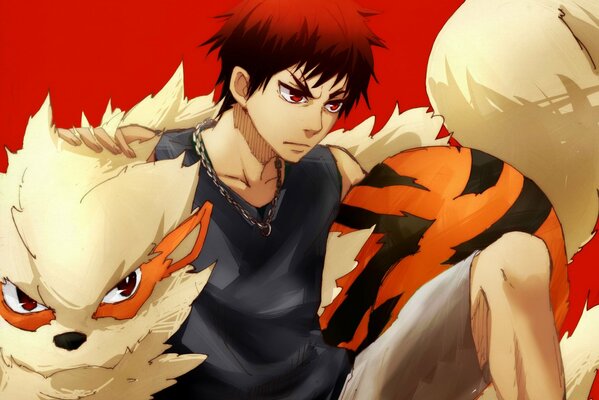 Anime Kagami Taiga chico con animales