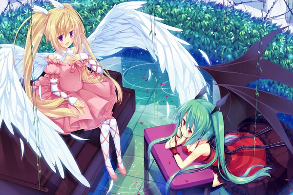 Imagen de ángel y demonio de anime