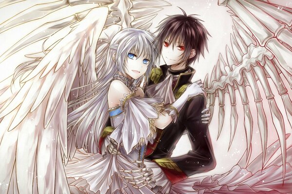 Art of a guy and a girl with wings