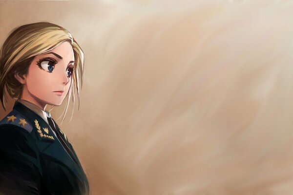 Natalia Poklonskaya s art in a prosecutor s uniform in the style of anime nyash-myash