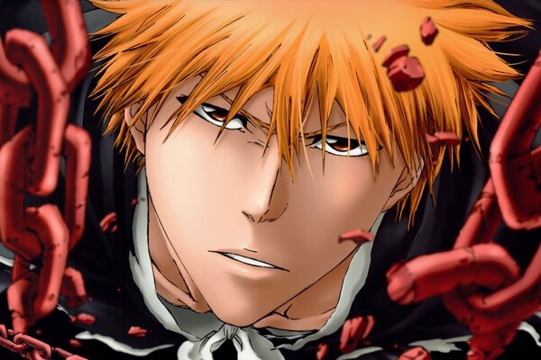 Anime art Ichigo Kurosaki brise les chaînes