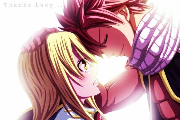 Anime girl and guy kissing