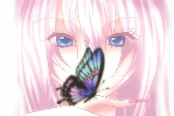 Ragazza con farfalla sul braccio in stile anime