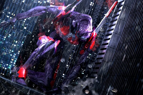 Beautiful robot art from the anime Evangelion