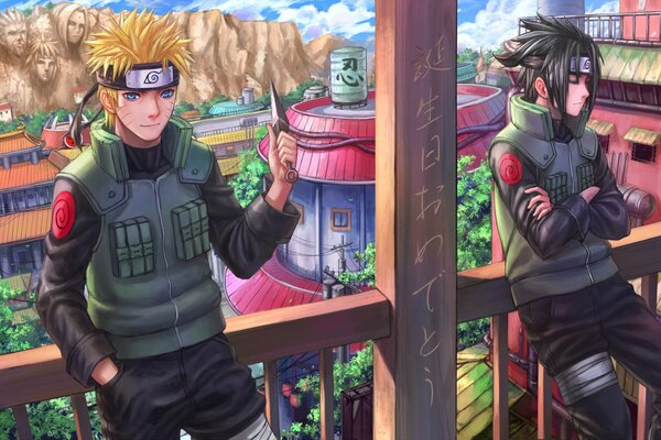 Arte Uzumaki Naruto en el balcón