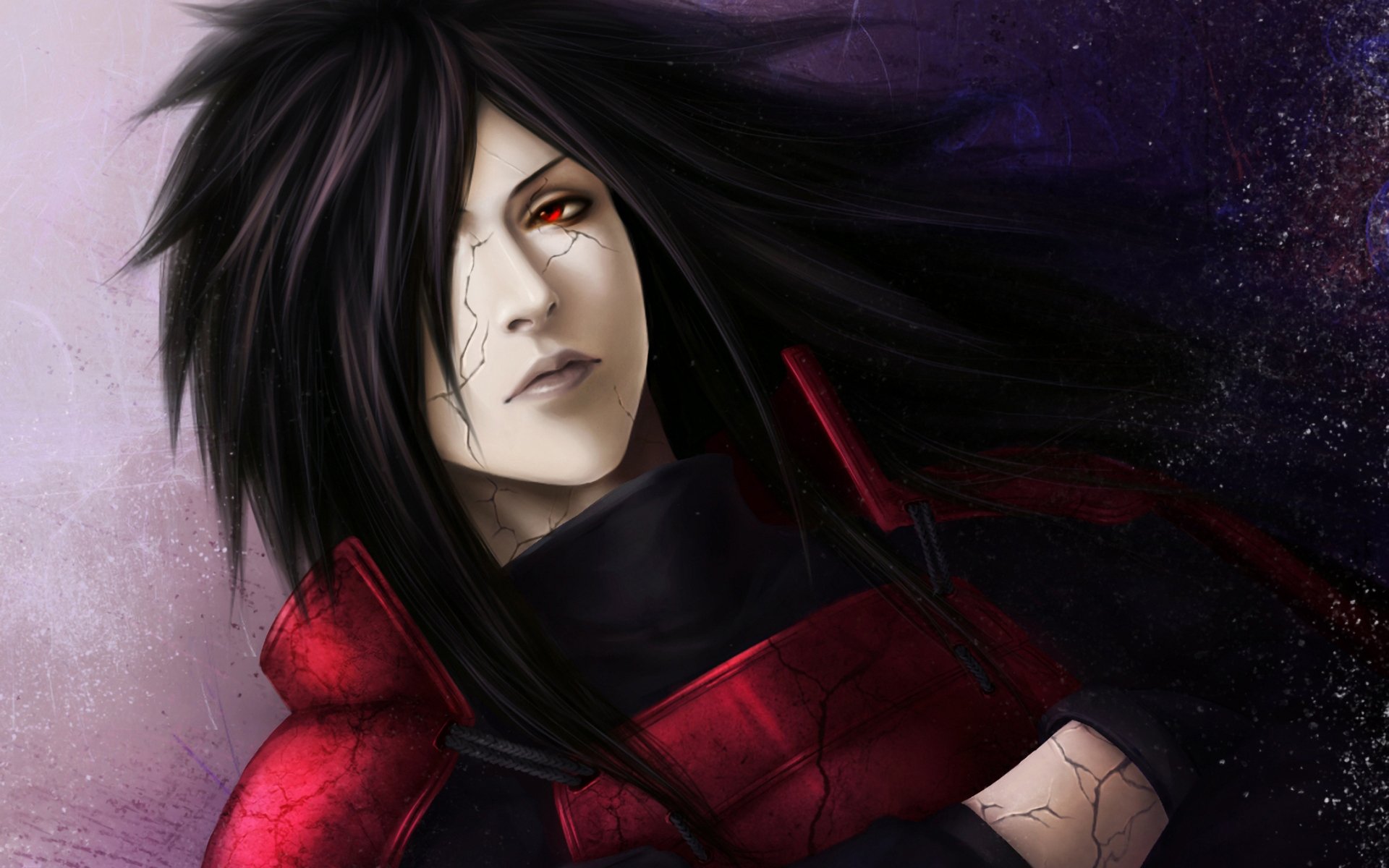 sztuka zetsuai89 naruto uchiha madara facet czerwone oko pęknięcia