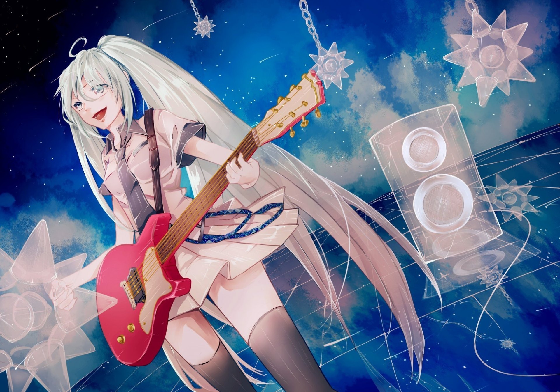 arte kawasaki saika hatsune miku vocaloid vocaloid guitarra chica