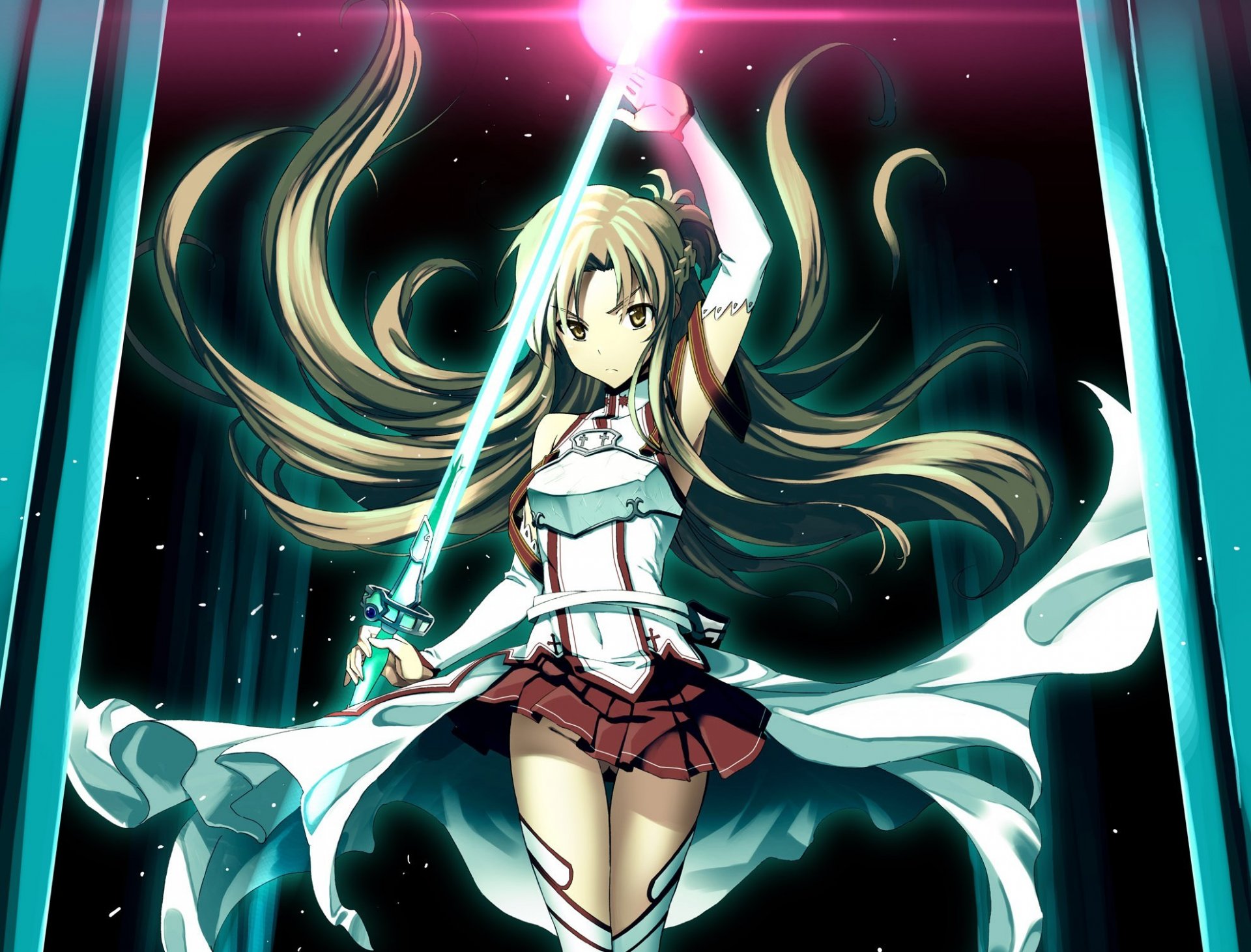 art page épée art en ligne yuki asuna fille épée arme anime colonnes