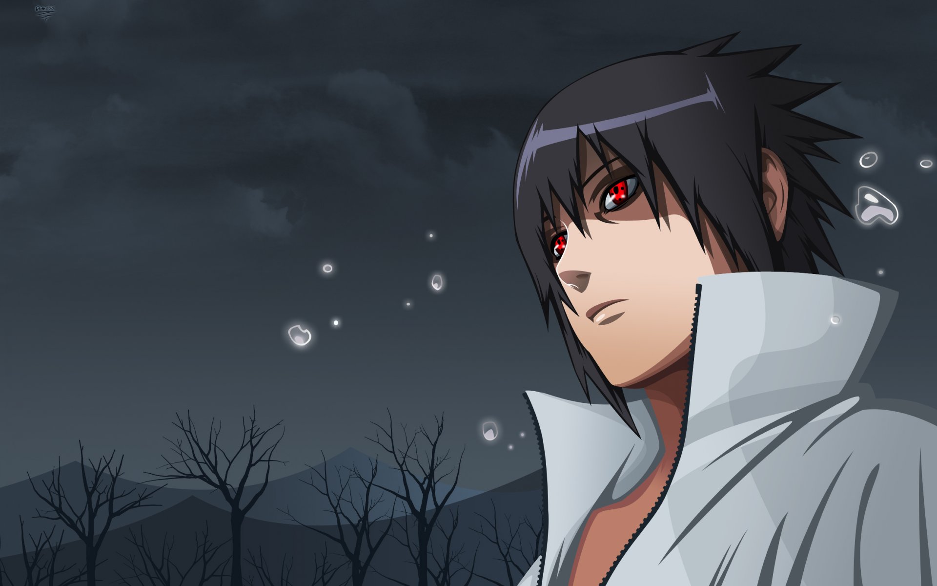 anime naruto uchiha sasuke sasuke sharingan oczy spojrzenie sztuka