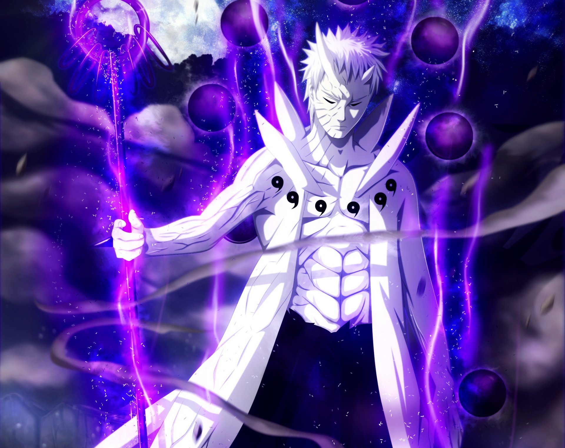 art kortrex anime naruto tobi uchiha obito guy moon magic horn staff night