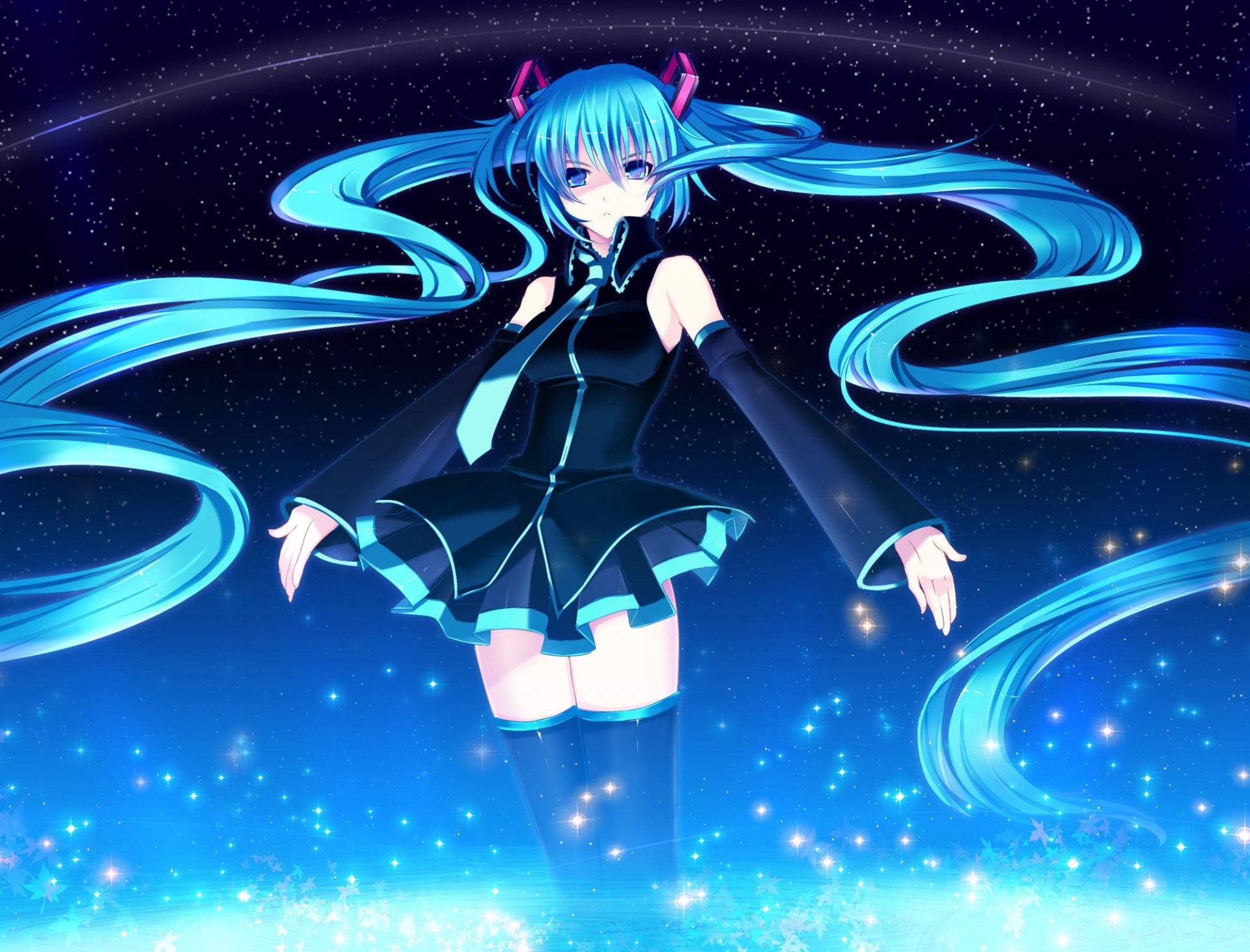 arte yuki kira chica estrellas cielo corbata vocaloid vocaloid hatsune miku