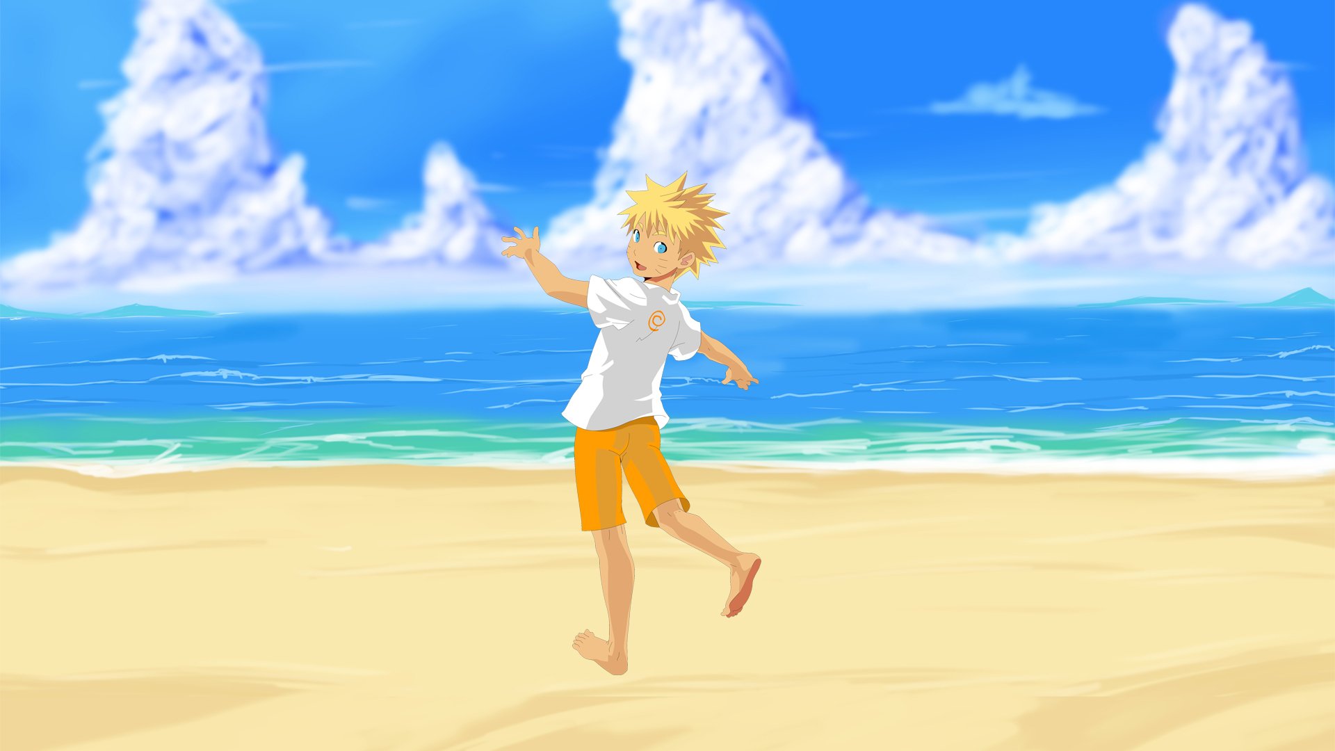 anime naruto uzumaki naruto plage mer art