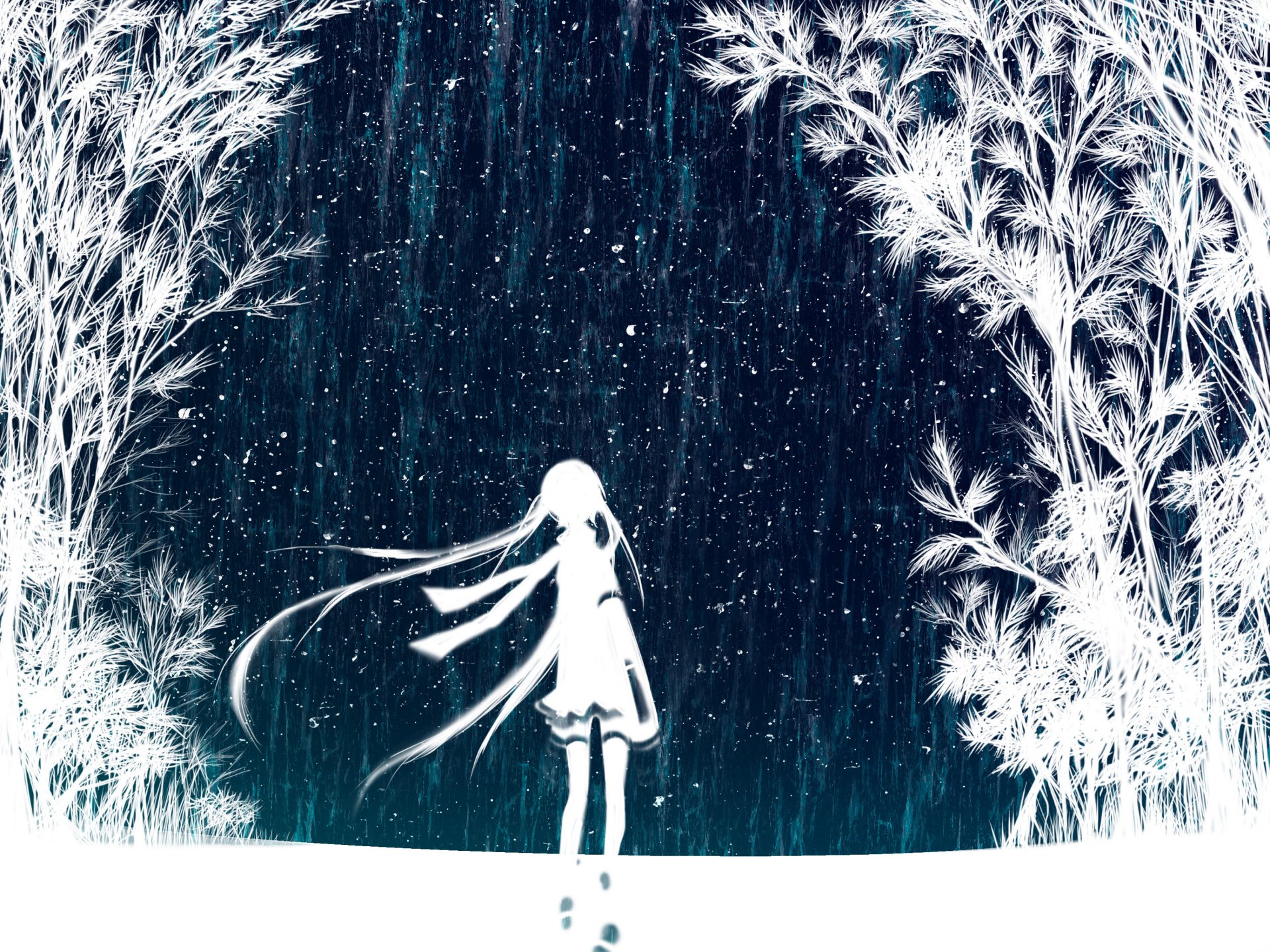 vocaloid hatsune miku vocaloid hatsune miku girl art trees sky stars night