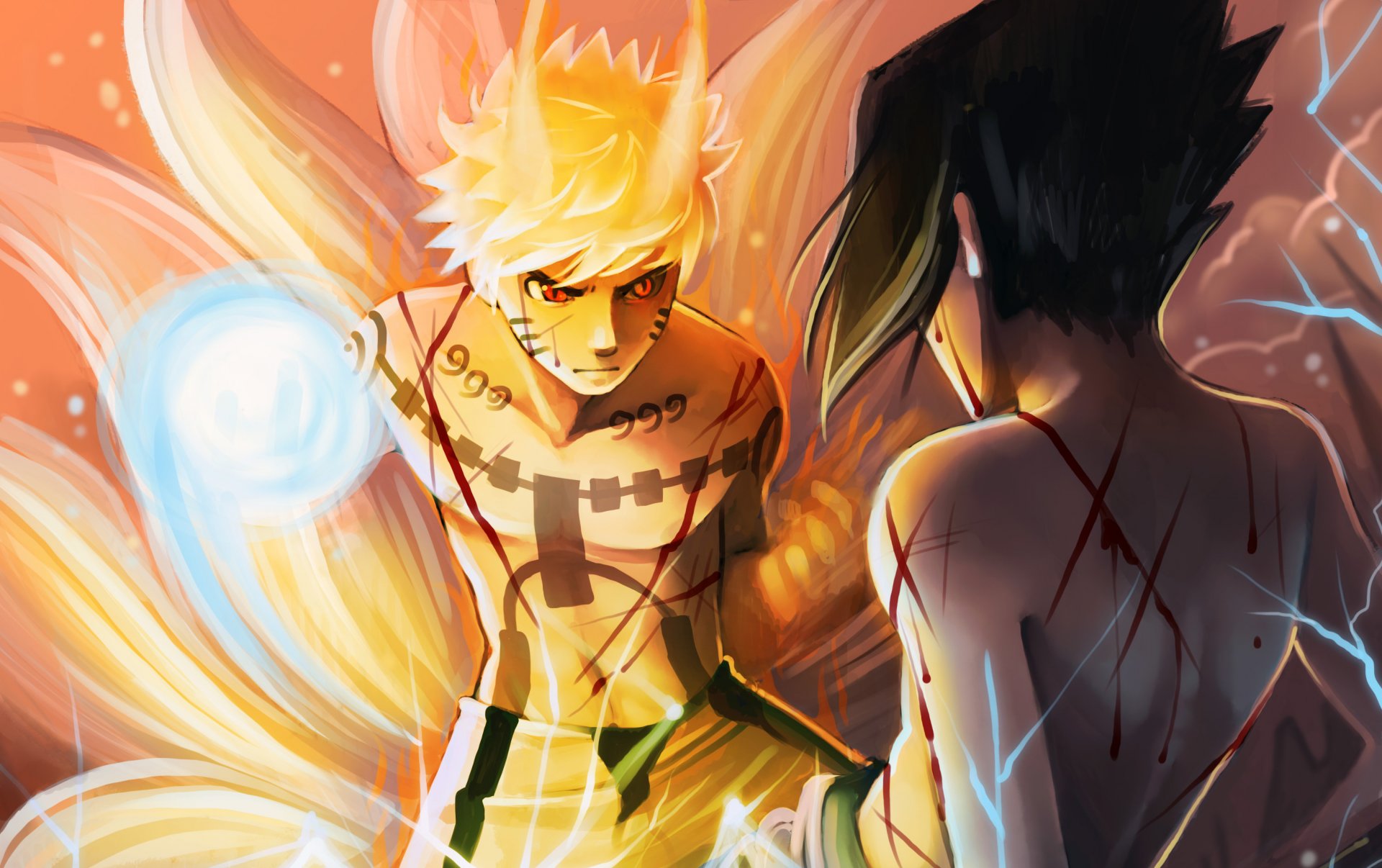 naruto uchiha sasuke uzumaki man tails . scratch blood