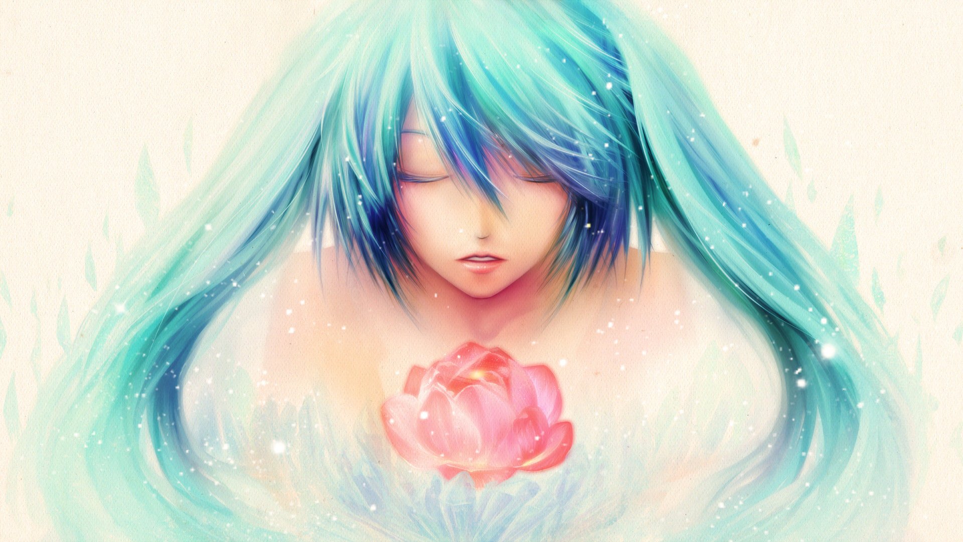 dessin hatsune miku vocaloid fleur cheveux