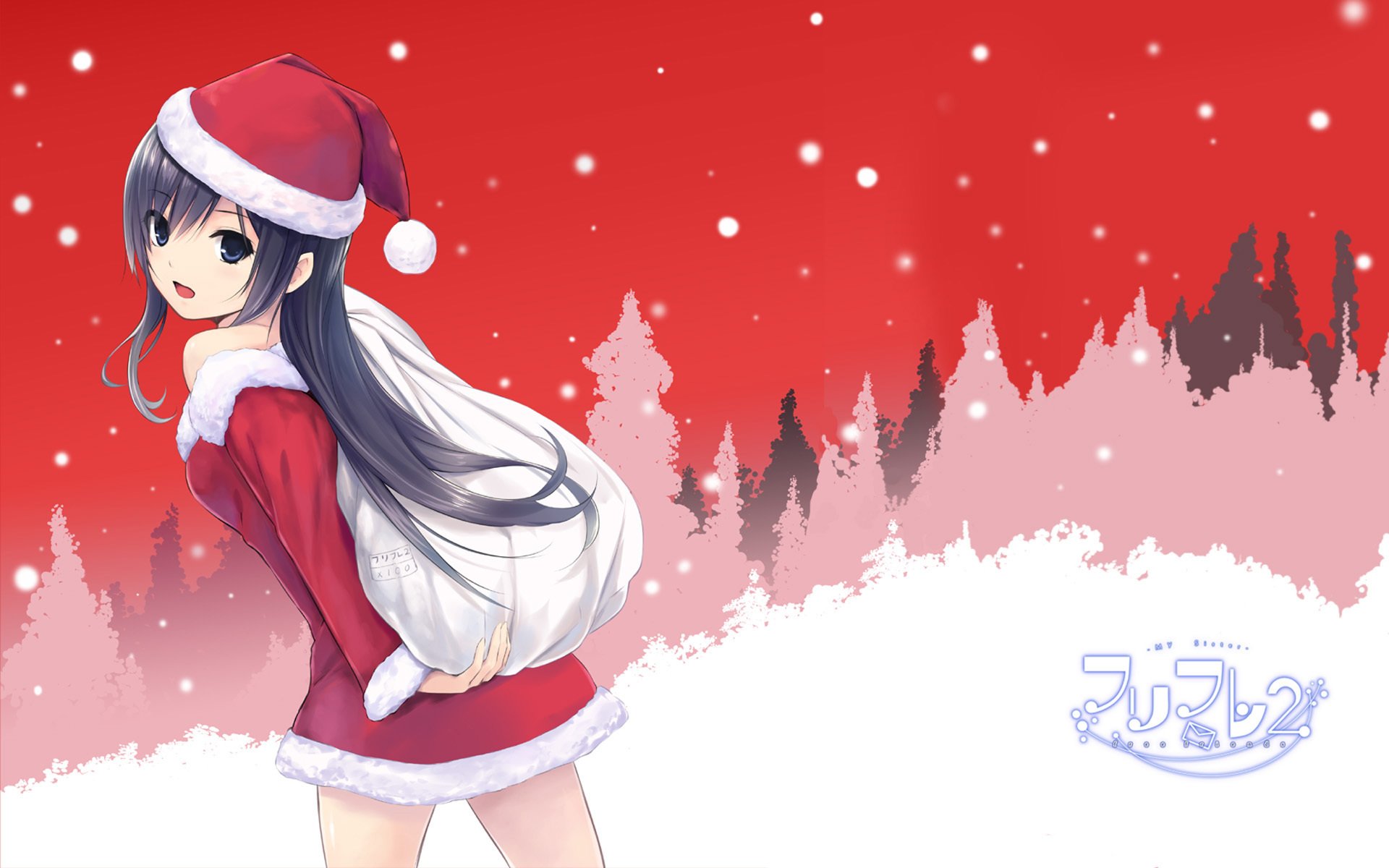 chica anime arte feliz navidad