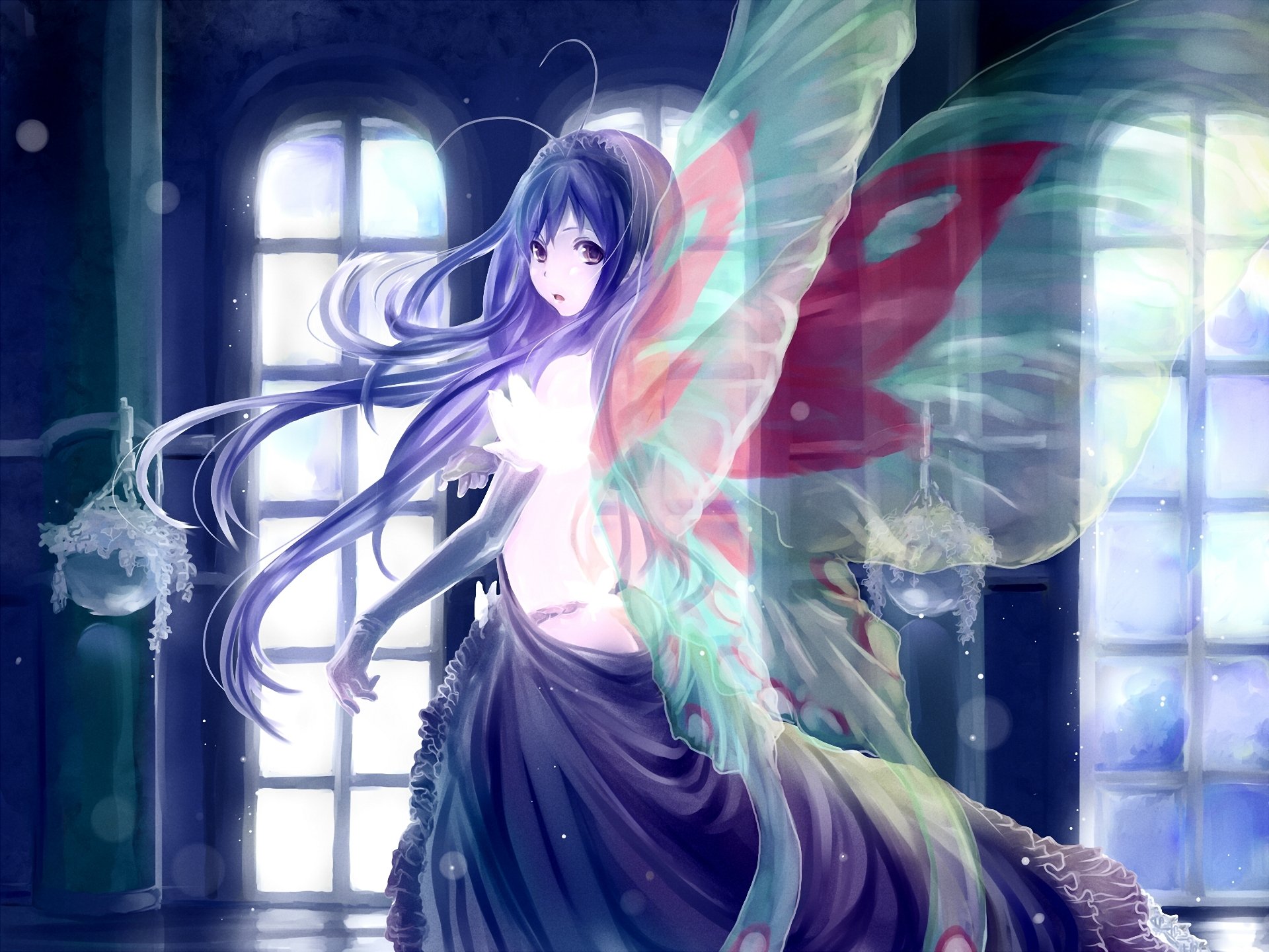 accel world kuro yuki hime art poker-face-008 dziewczyna skrzydła wróżka okna