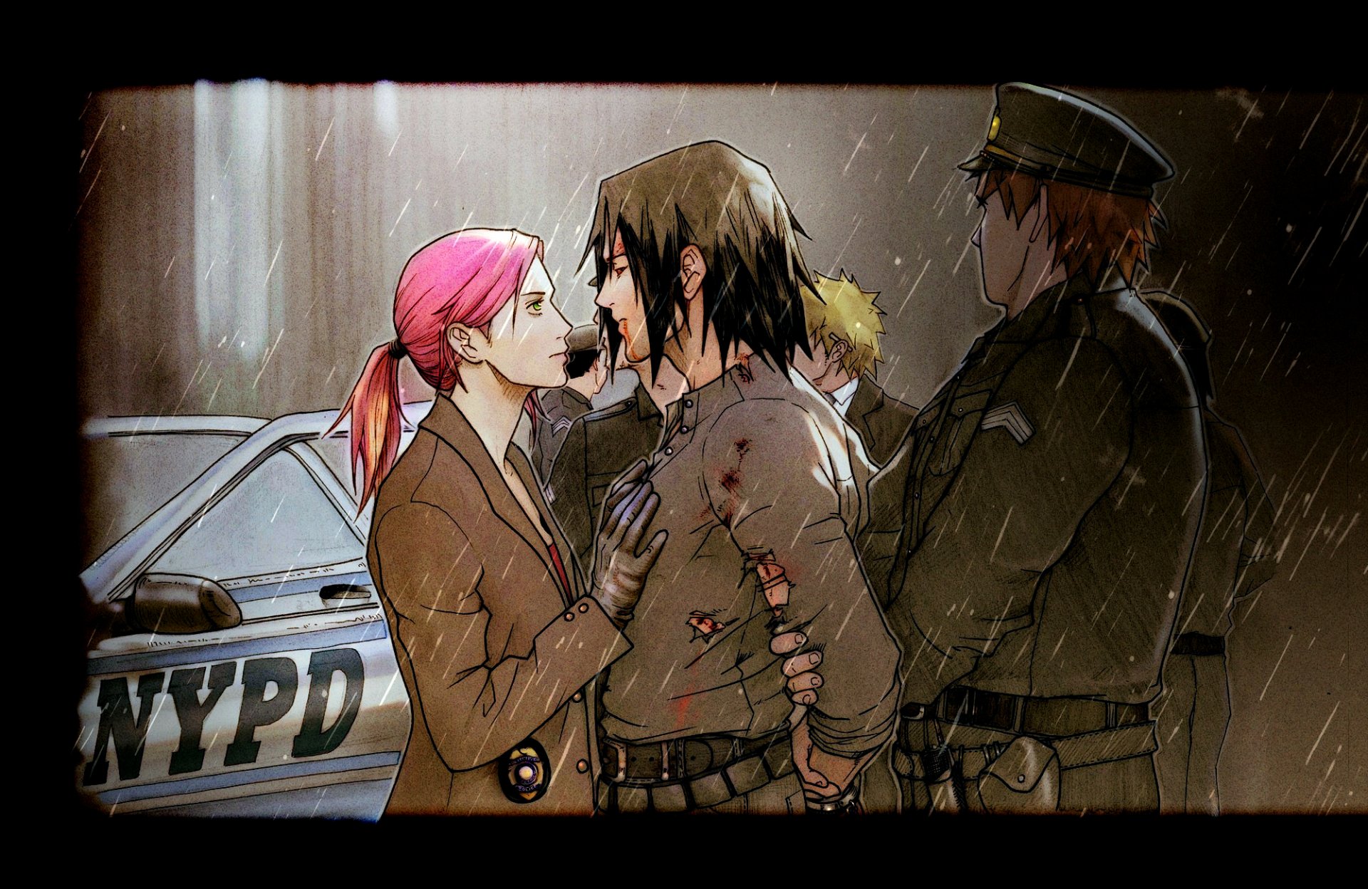 naruto uzumaki fan art sakura haruno sasuke uchiha regen polizei