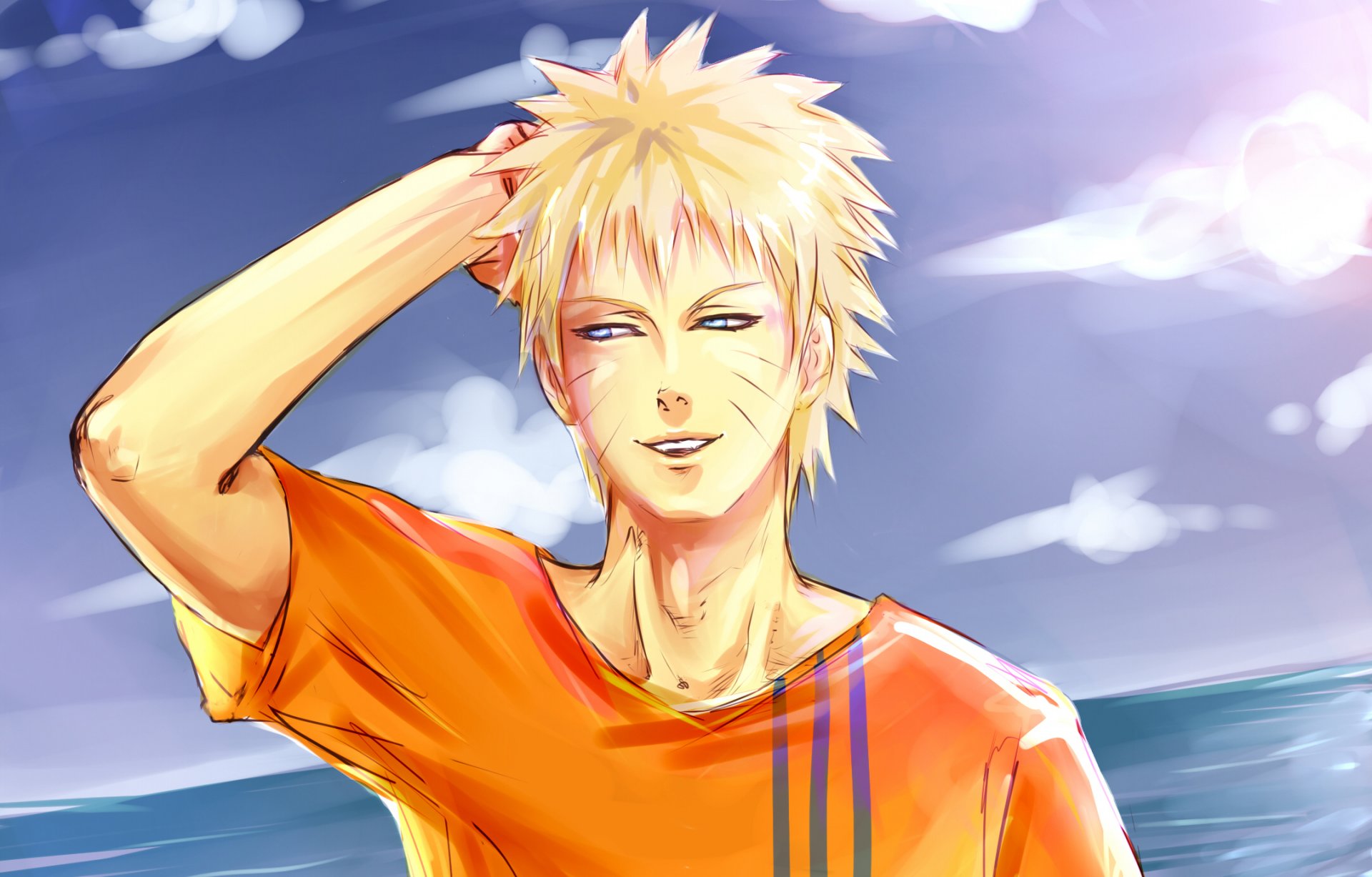 naruto uzumaki guy smile water sky