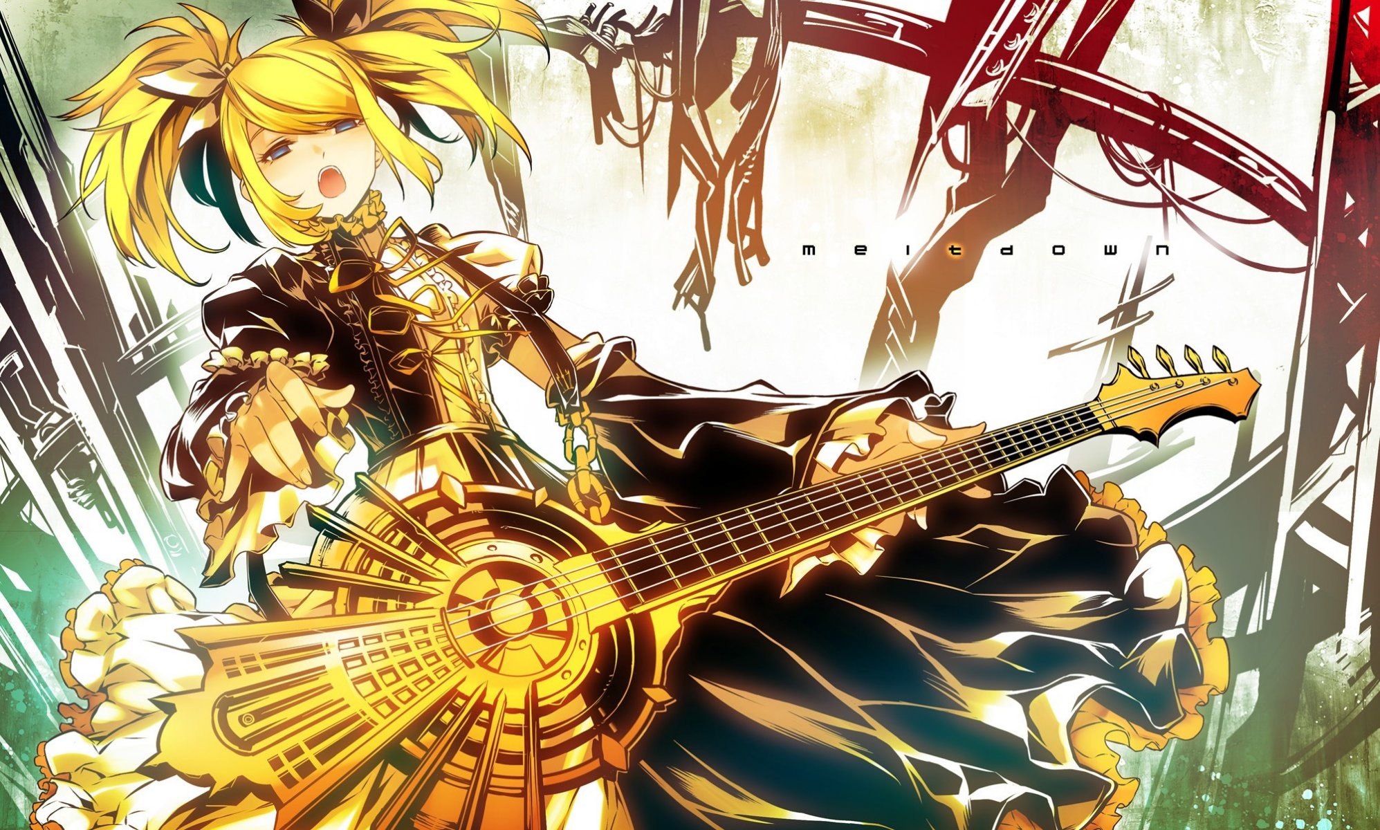 art vocaloid vocaloid kagamine rin fille guitare crise