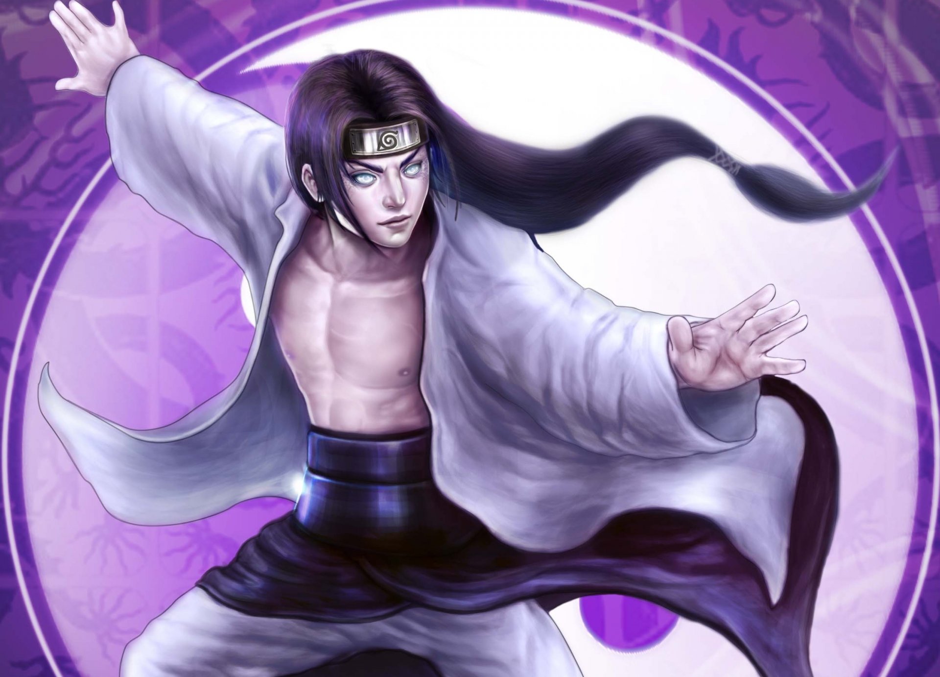 art naruto neji garçon bandana cheveux stand