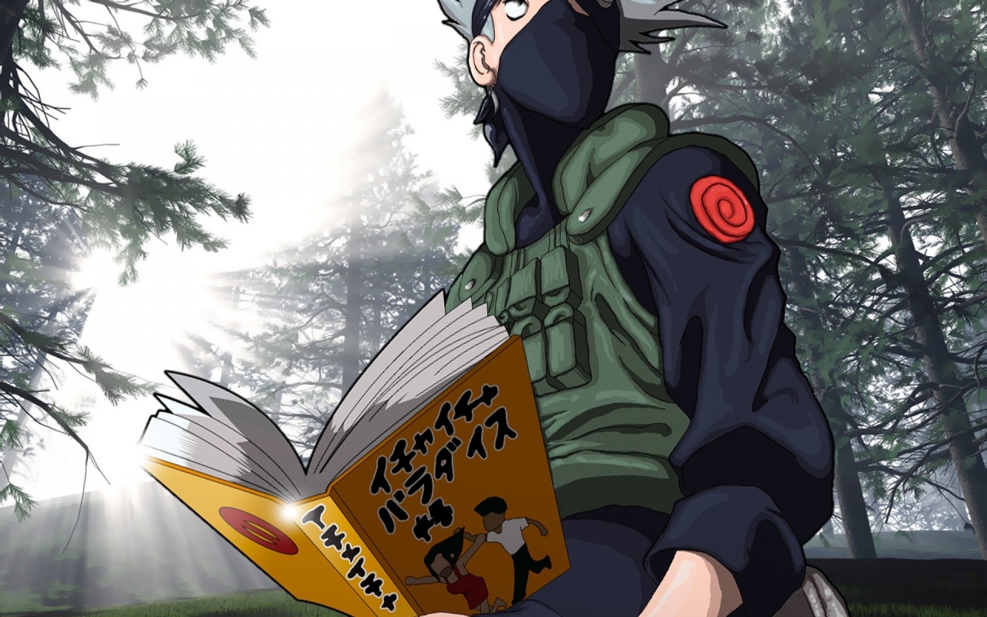 anime naruto hatake kakashi buch bäume licht kunst