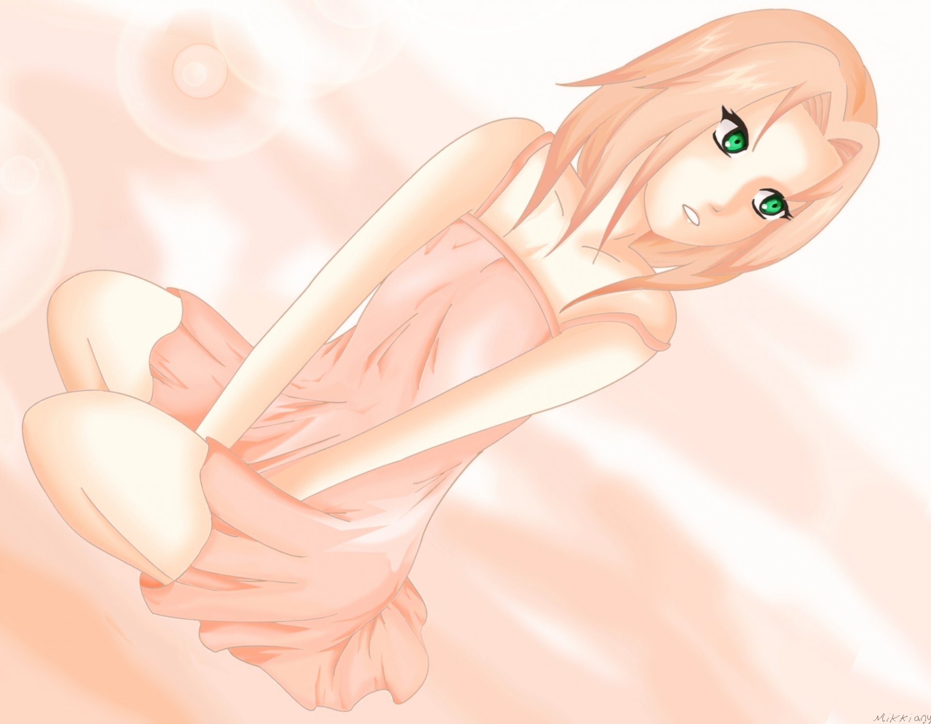 art anime naruto haruno sakura girl tender green eye