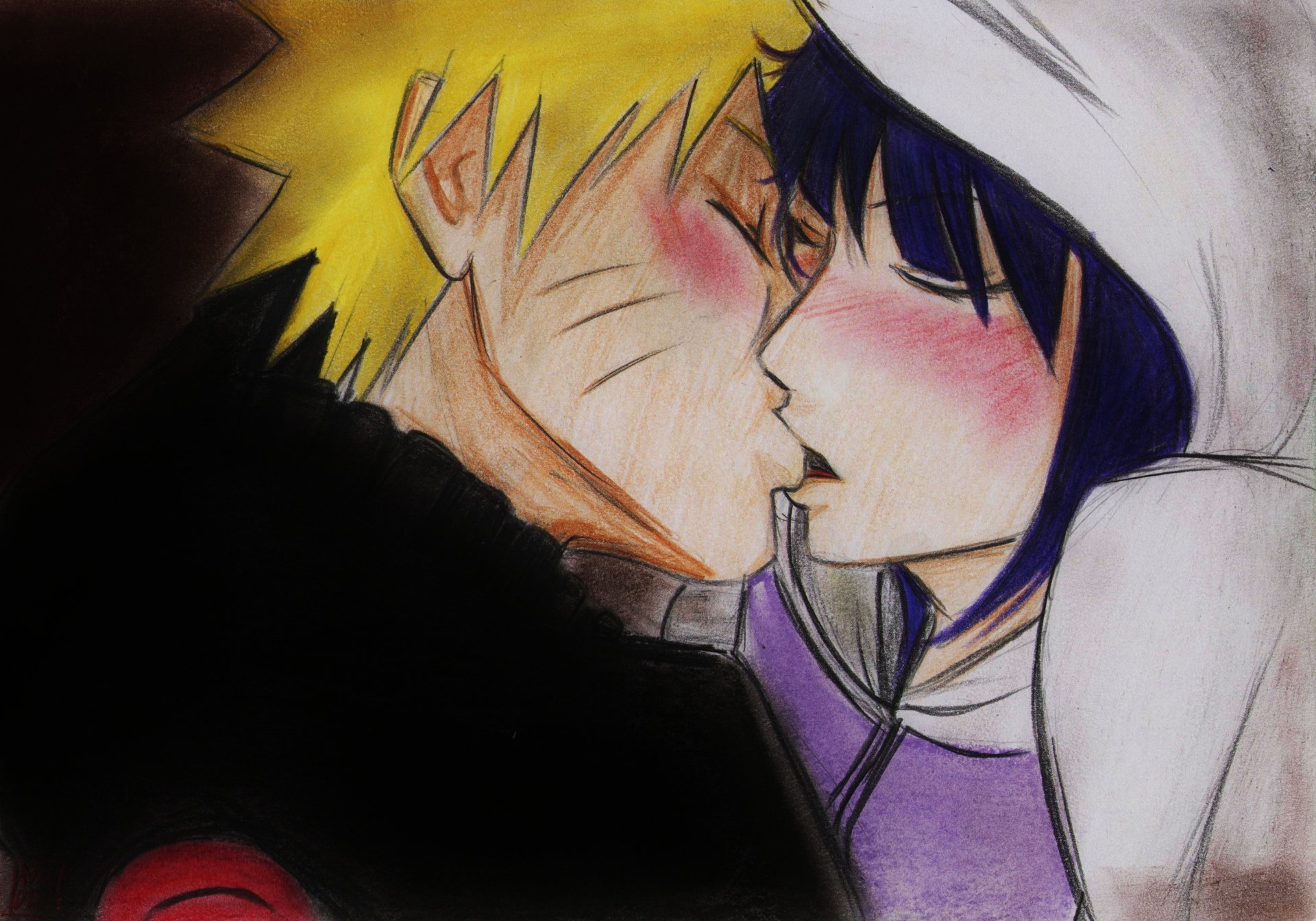 arte anime naruto naruto uzumaki hinata hyuga hinata chica chico beso