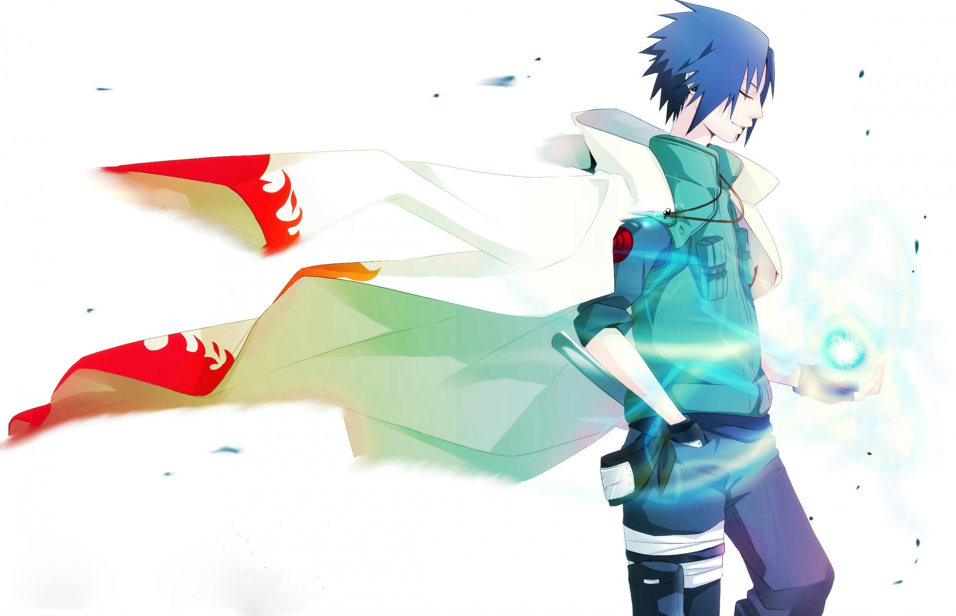 anime naruto uchiha sasuke sasuke rasengan cape short hair