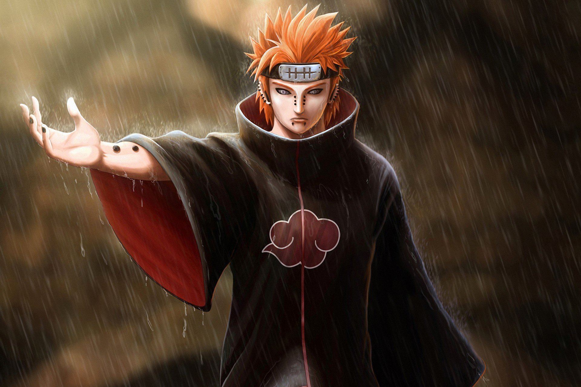 kunst serathus naruto schmerz kerl piercing hand bandana rot regen