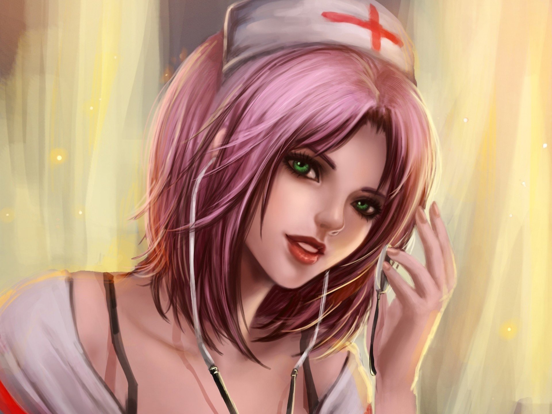 art rikamello sakura haruno naruto fille croix medic main phonendoscope