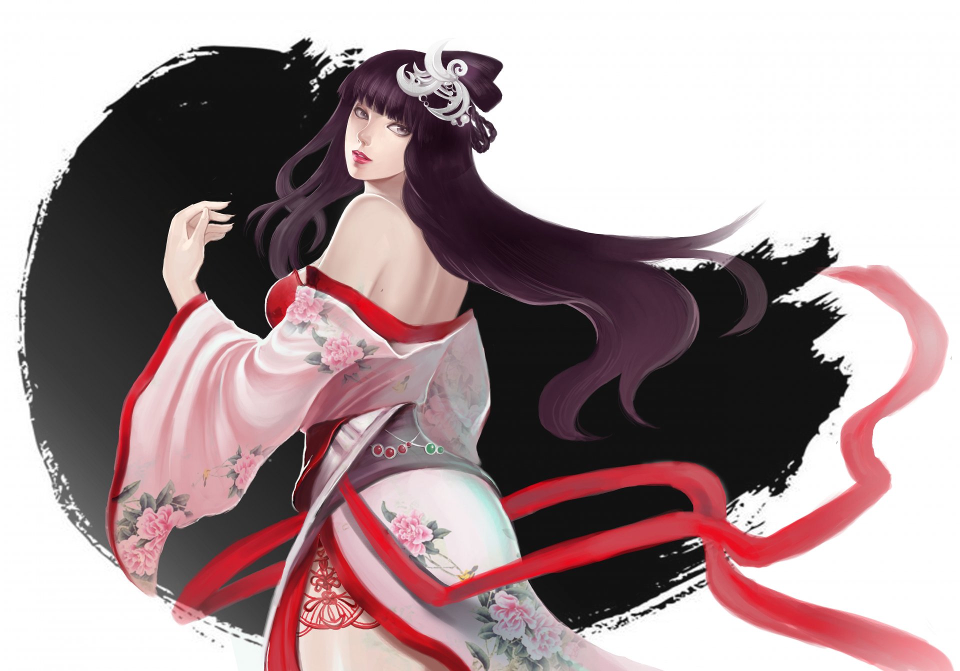 art syusuke0229 fille kimono ruban dessin