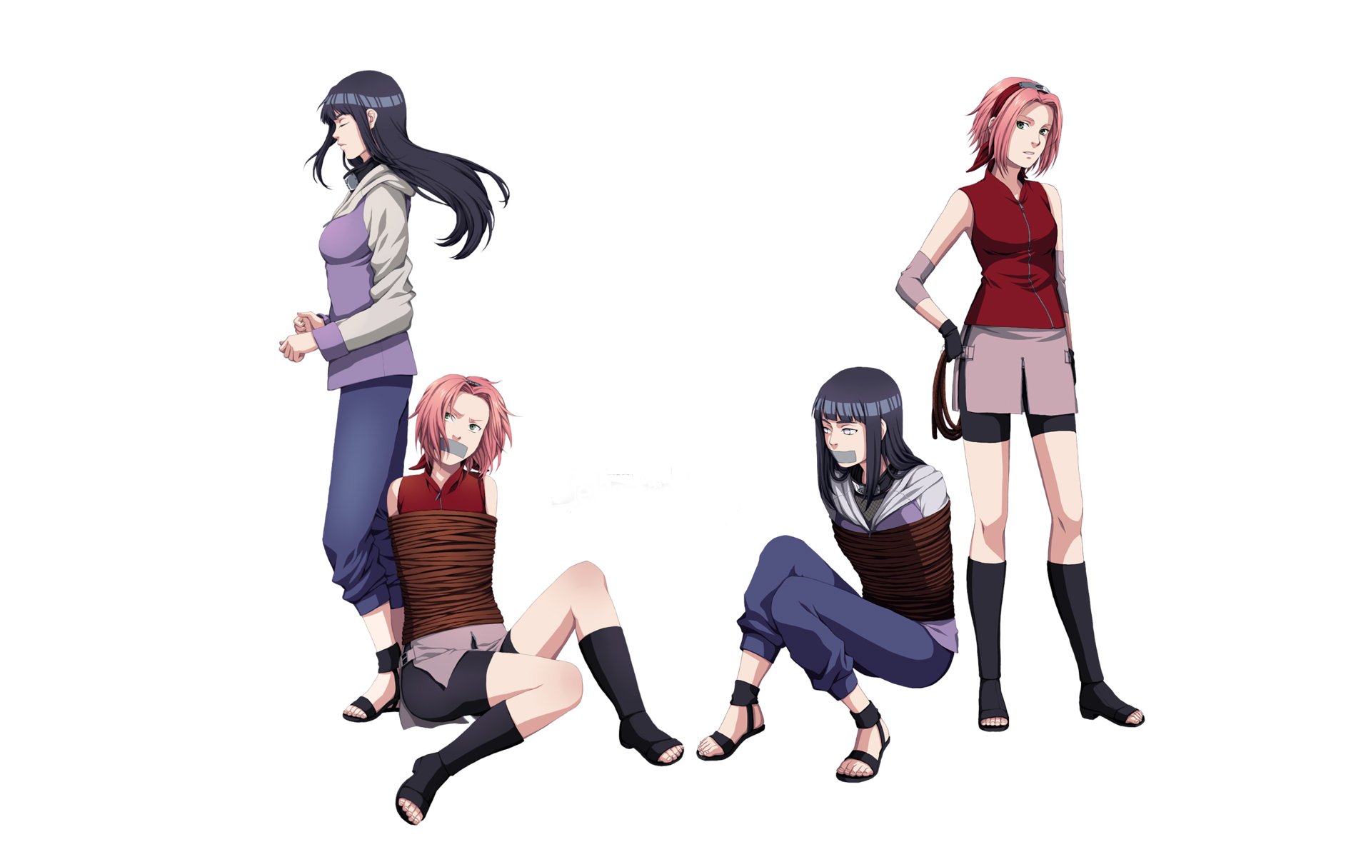 naruto hinata sakura haruno ninja girls rope tie-up competition