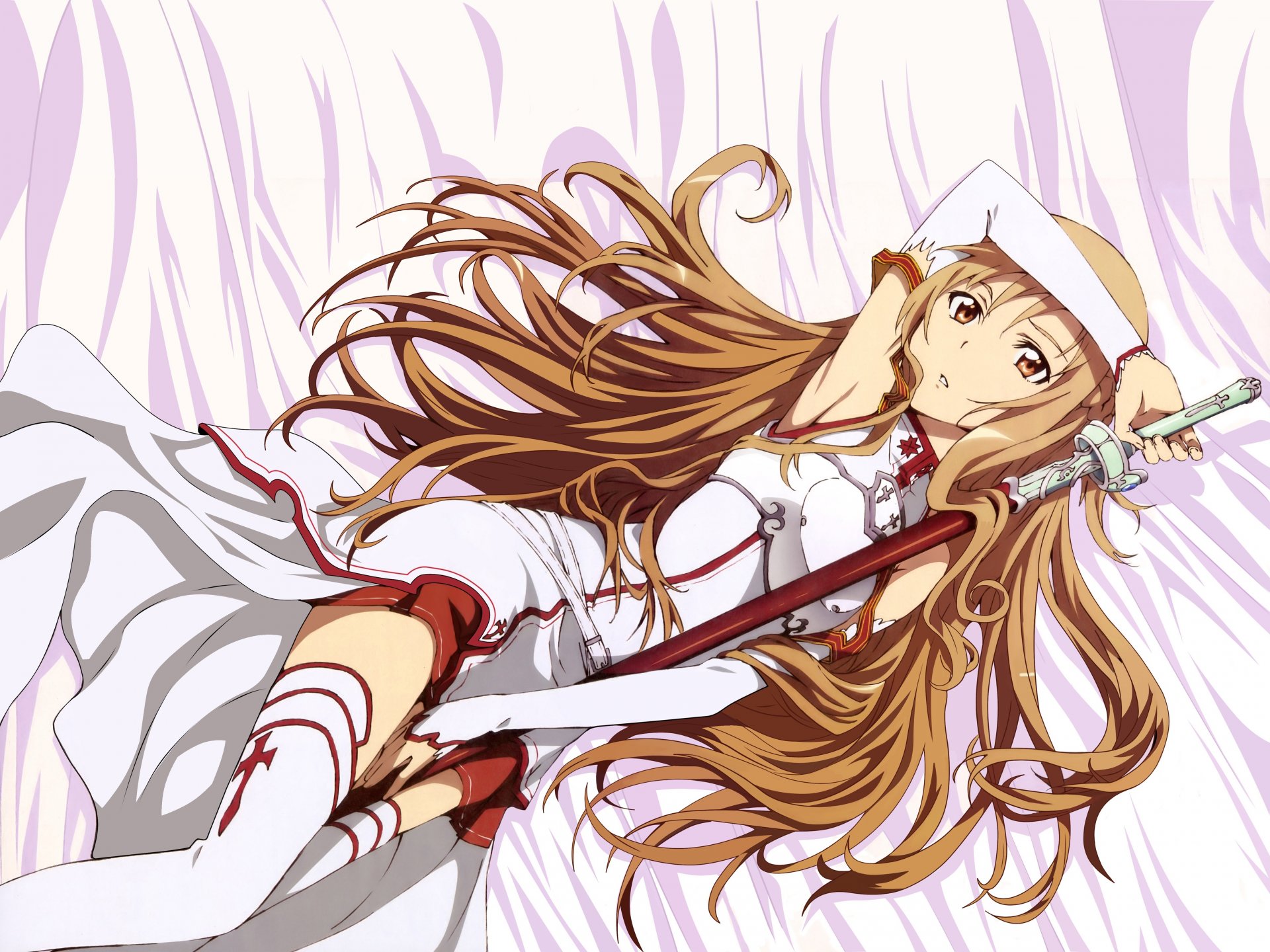 word art online sao yuki asuna yuuki asuna sword masters online sword weapon long hair